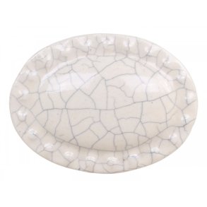 Chic Antique Greb oval m. krakeleret mnster, Antique Hvid