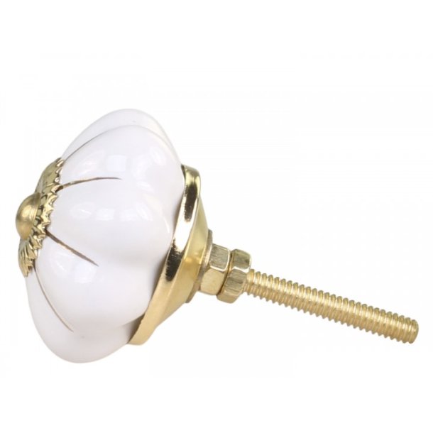 Chic Antique Greb m. blomst, Hvid med messing 