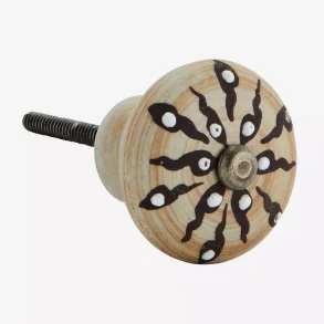 Madam Stoltz Hndmalet Hvid Porceln Knop, Beige