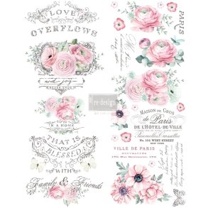 Vintage Paint Redesign decor transfers overflowing love 55,88 cm x 76,20 cm.