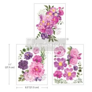 Redesign decor transfers Purple Blossum, 3 ark af 27,9 x 21,5 cm