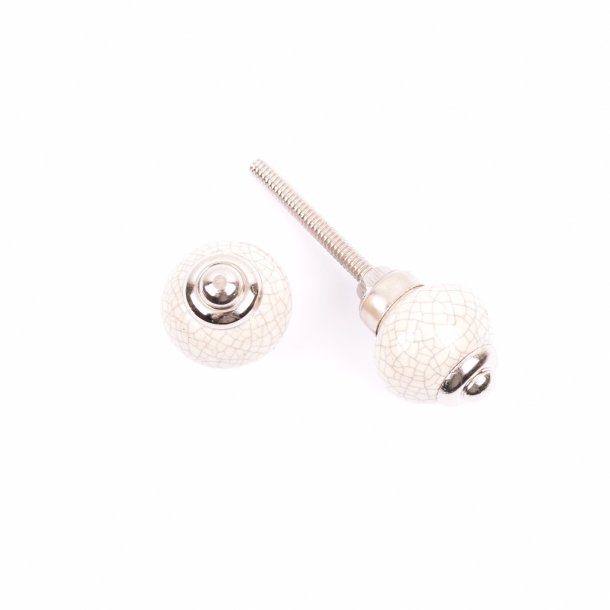 La Finesse Keramik Knop, Creme Krakkeleret