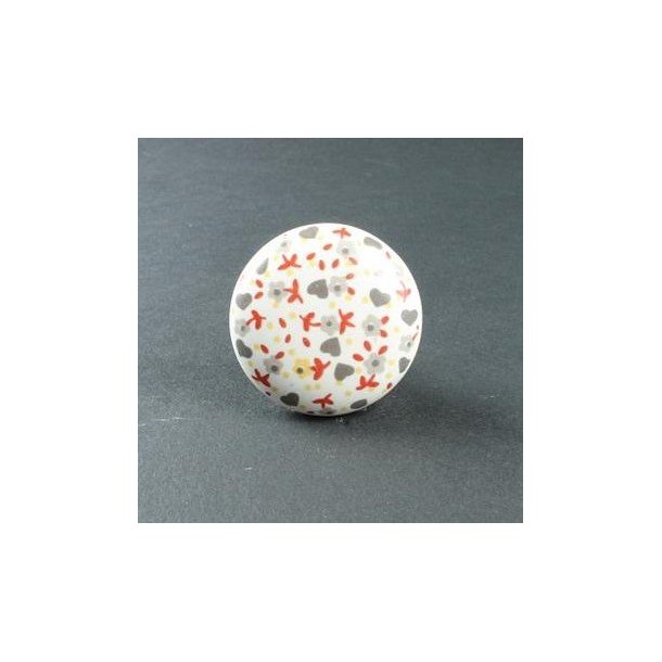 La Finesse Keramik Knop, Hjerter - Blomster