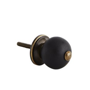 Madam Stoltz Porceln Knop, matsort / antik messing