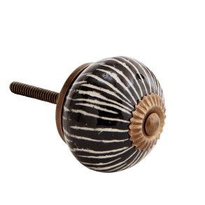 Madam Stoltz Hndmalet porceln Knop, sort/hvid