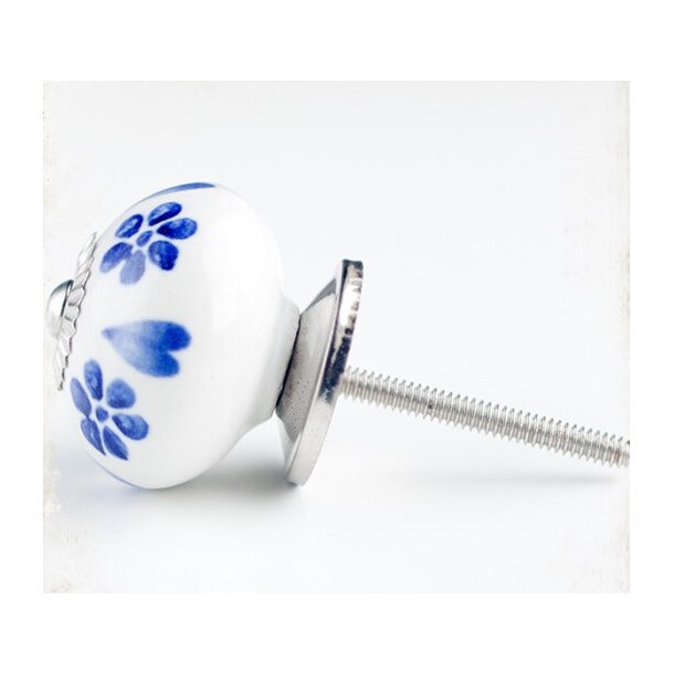 La Finesse Hvid Knop, Bl Blomster Og Hjerter