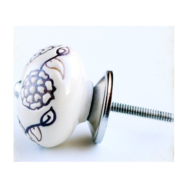  La Finesse creme Knop, Store Brune Blomster