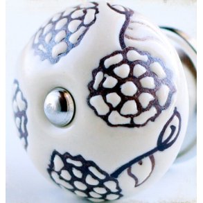  La Finesse creme Knop, Store Brune Blomster