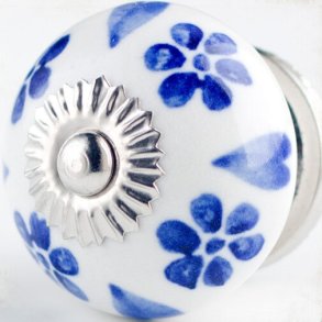 La Finesse Hvid Knop, Bl Blomster Og Hjerter