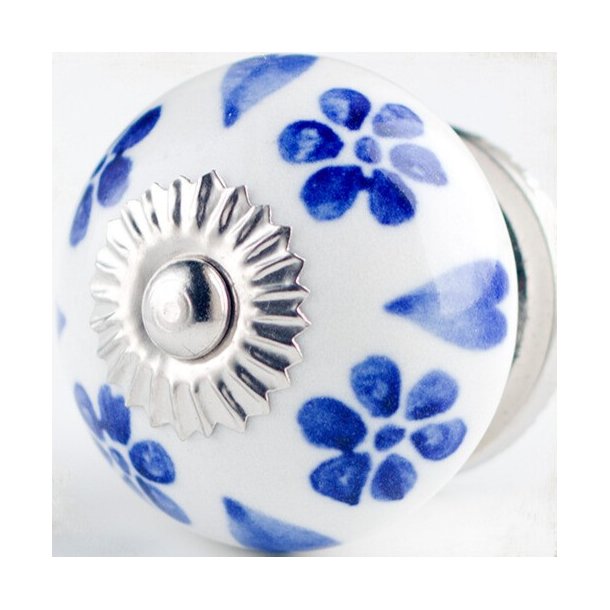 La Finesse Hvid Knop, Bl Blomster Og Hjerter