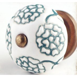 La Finesse Hvid Knop, Store Grnne Blomster