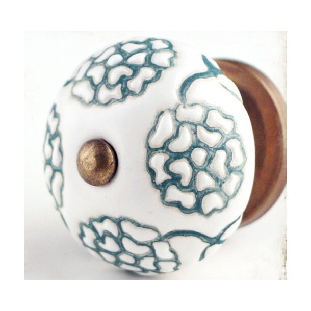 La Finesse Hvid Knop, Store Grnne Blomster