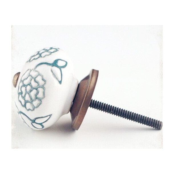 La Finesse Hvid Knop, Store Grnne Blomster