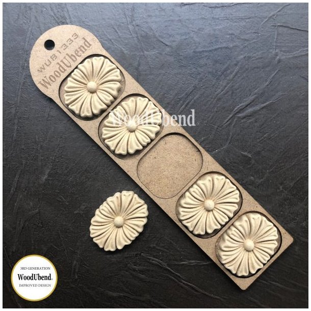WoodUbend Trudskring Massive Blomster, 5x4 cm.