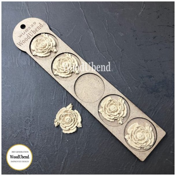 WoodUbend Trudskring Sm Bladroser, 4x4 cm.