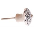 La Finesse Knop Porceln blomst, Sort/hvid