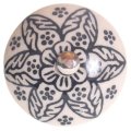 La Finesse Knop Porceln blomst, Sort/hvid