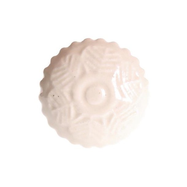 La Finesse Rund Keramik Blomst Knop, Hvid/Creme