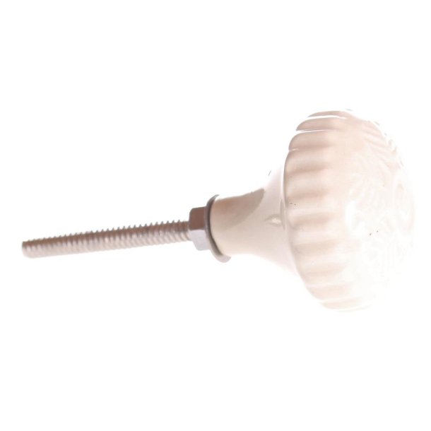 La Finesse Rund Keramik Blomst Knop, Hvid/Creme