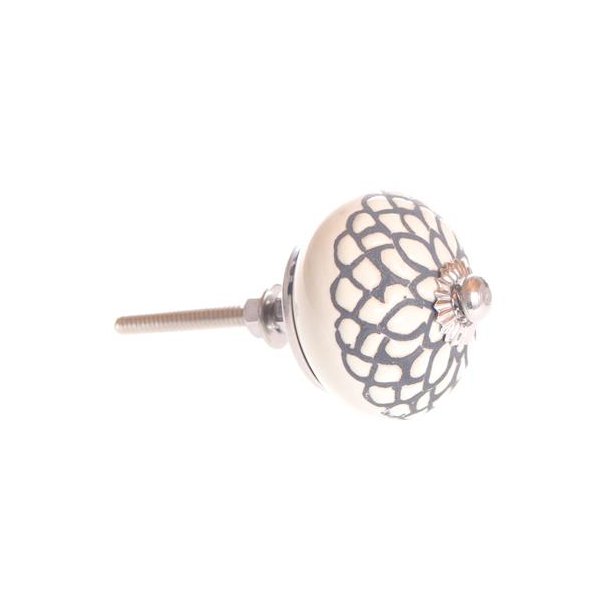 La Finesse Knop Porceln, Sort/hvid