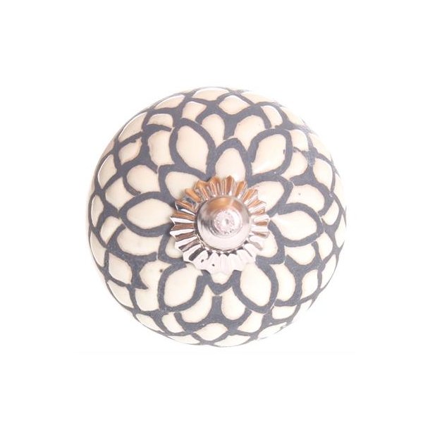 La Finesse Knop Porceln, Sort/hvid