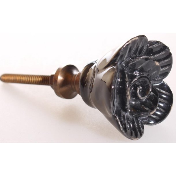 La Finesse Keramik Knop, Sort Blomst