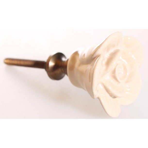 La Finesse Keramik Knop, Creme Blomst