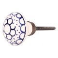 La Finesse Hvid Knop Med Bl�t Cirkel M�nster