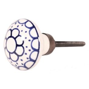 La Finesse Hvid Knop Med Bl�t Cirkel M�nster