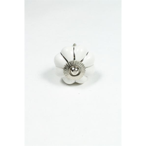 La Finesse Hvid Keramik Knop, Silver mnster.