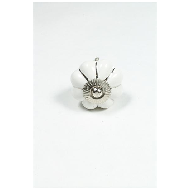 La Finesse Hvid Keramik Knop, Silver mnster.