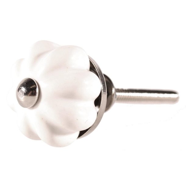 La Finesse Lille Keramik Knop, Hvid Blomst