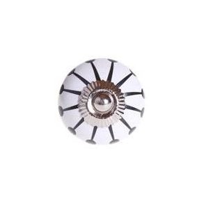 La Finesse Keramik Hvid Knop, Sorte Striber