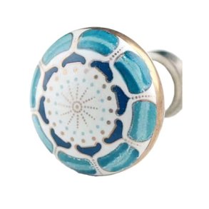 La Finesse Hvid Knop, Blt, Turkis og Guld Mnster