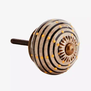 Madam Stoltz Hndmalet Porceln Knop, Gr/Sort/Orange